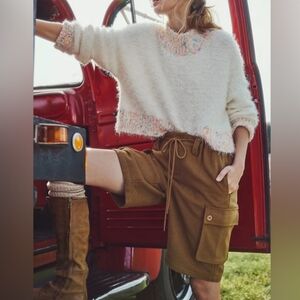 Free Peopke Brown Wool Cargo Shorts